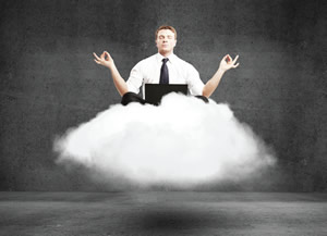 it guy meditating on a cloud