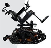 Trackmaster power chair with Amylior seating in posterior tilt position.